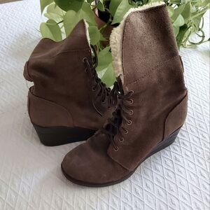 UGG "ZEA" Wedge Suede Leather Waterproof Ankle Boots